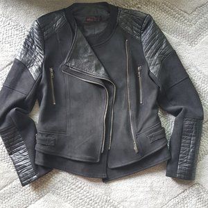 Dual zip black biker jacket - US6 EU38